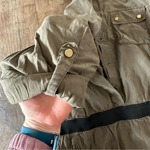 Banana Republic silk blend olive green empire waist button front dress - Picture 10 of 15